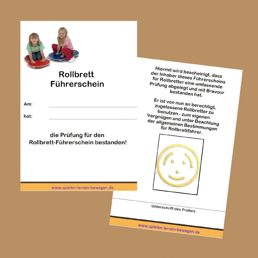Rollbrett-Führerschein - Beim "Rollen, Rutschen, Fahren" mit dem Rollbrett sammeln die Kinder viele Bewegungs- und Wahrnehmungserfahrungen.  Rollbrett-Führerschein